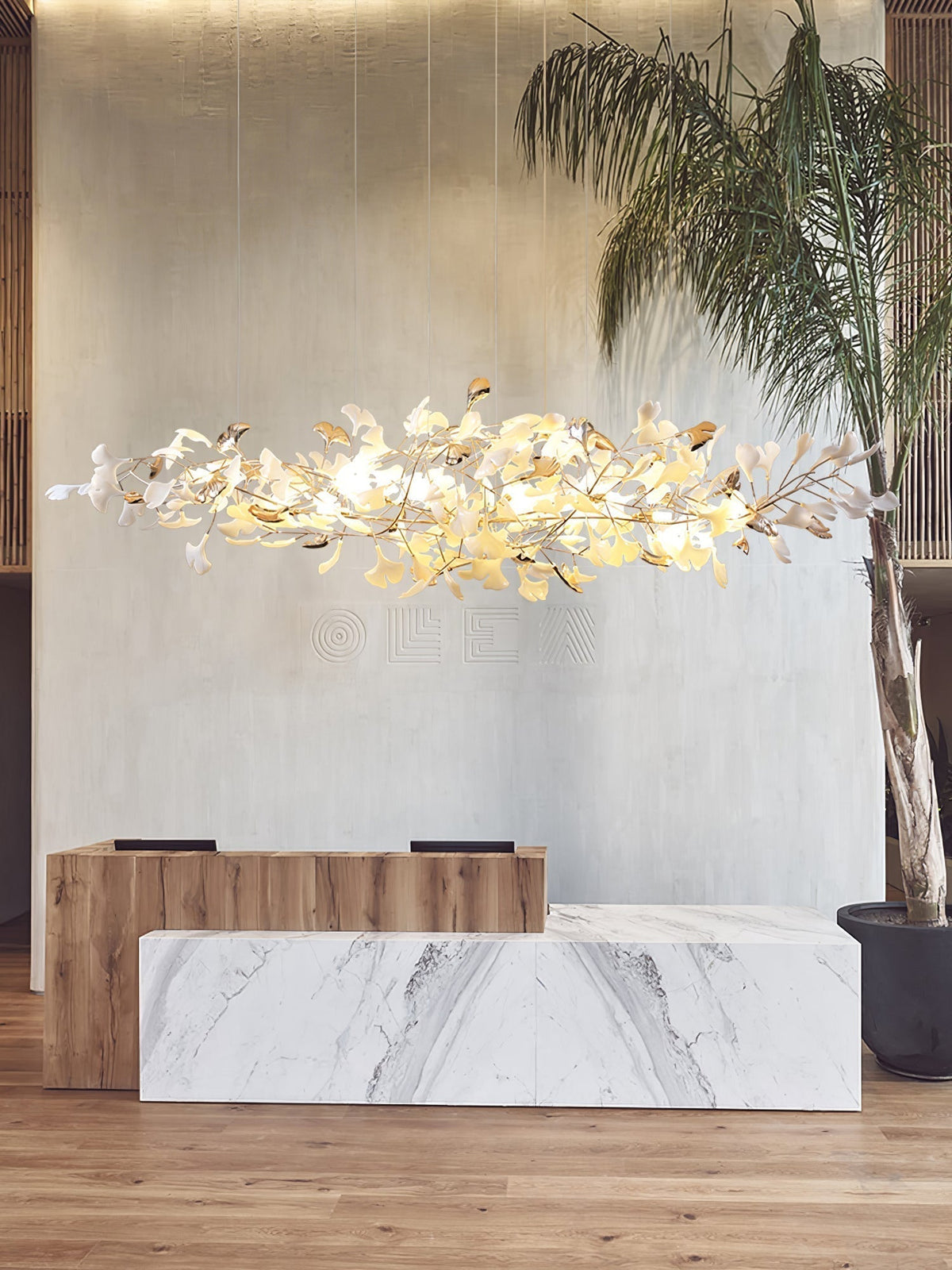 Unoryra Chandelier Postmoderne Céramique Nuage Ginkgo - Neutralighting