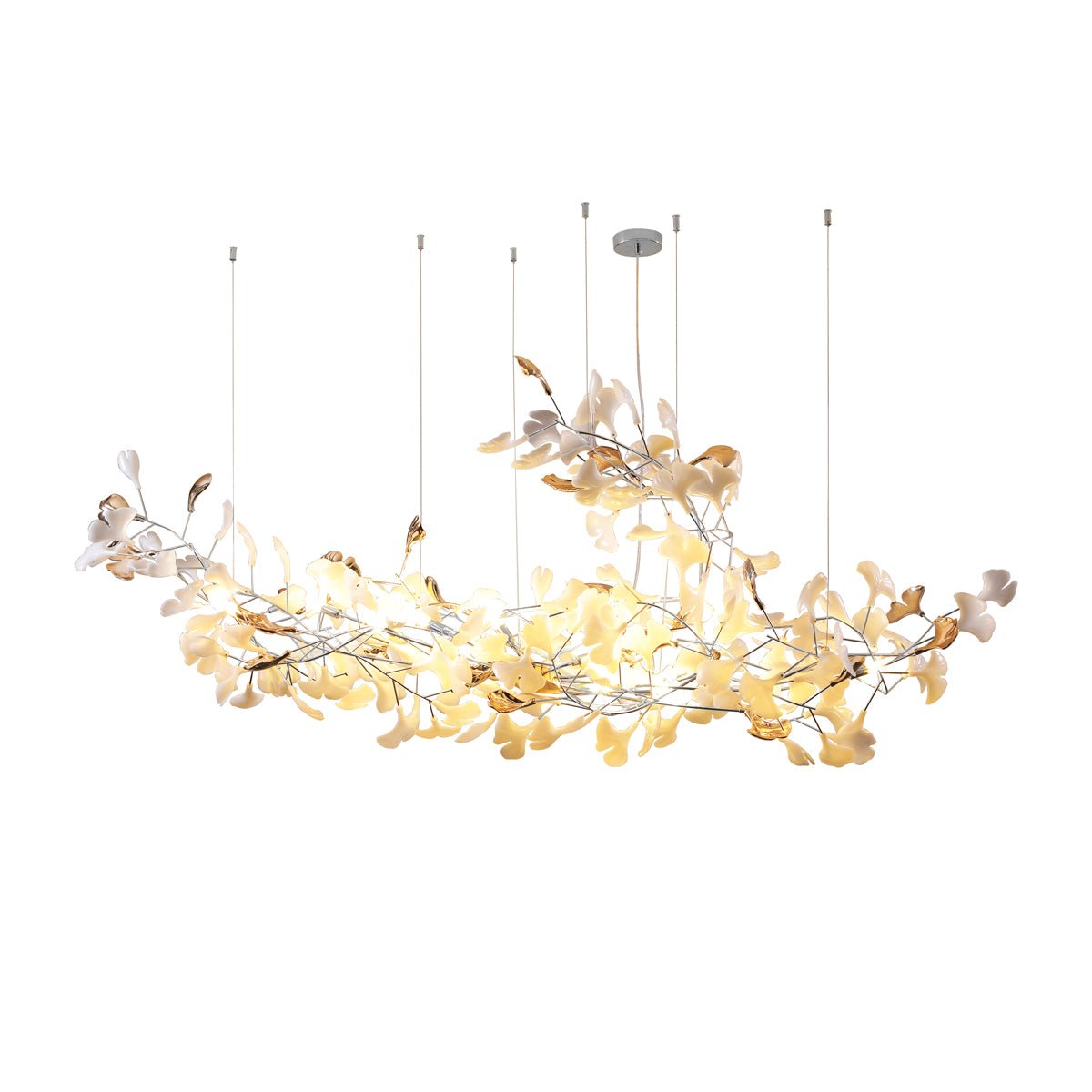 Unoryra Chandelier Postmoderne Céramique Nuage Ginkgo - Neutralighting