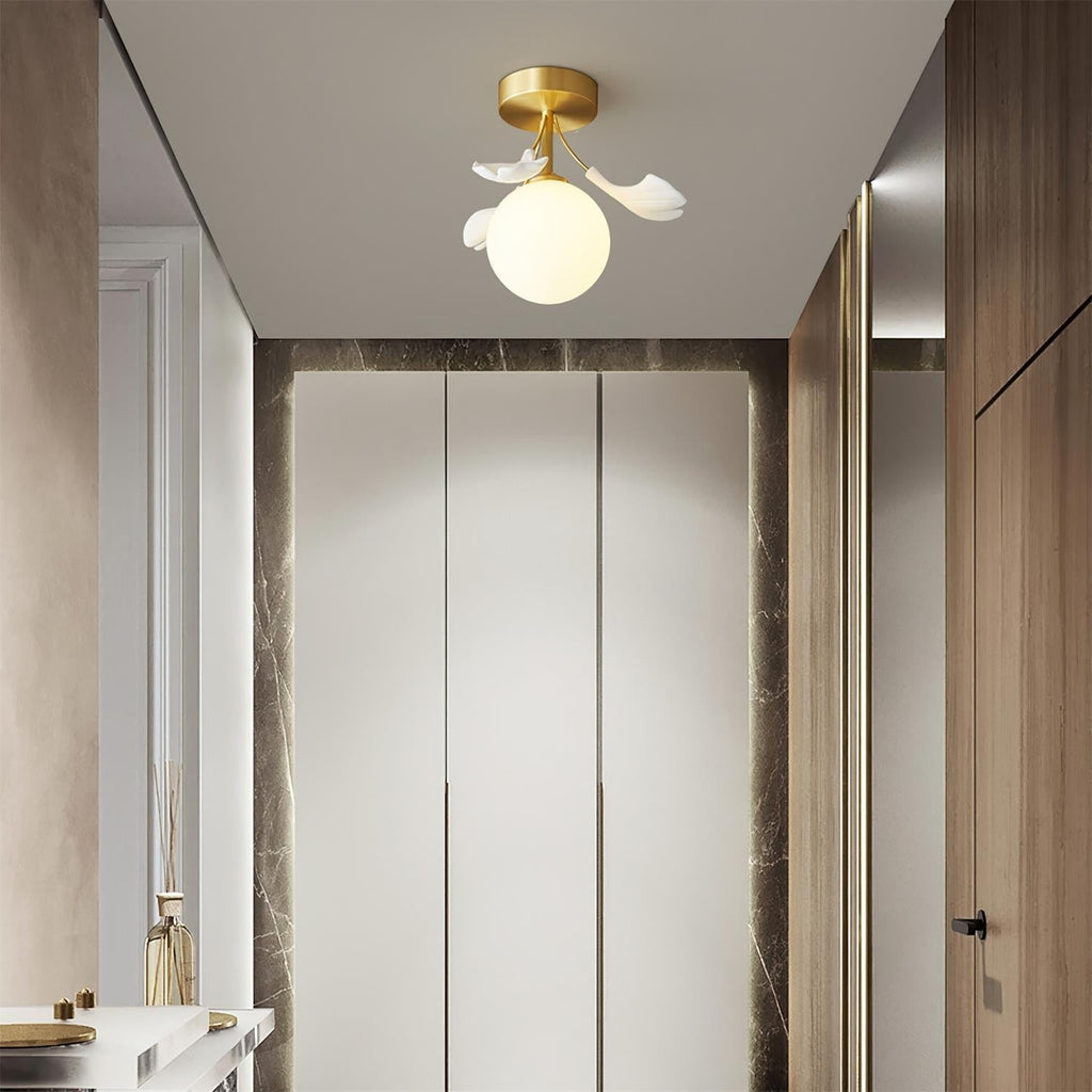 Ginkgo Rosalia Plafonnier Feuille Pétale Laiton Moderne - Neutralighting
