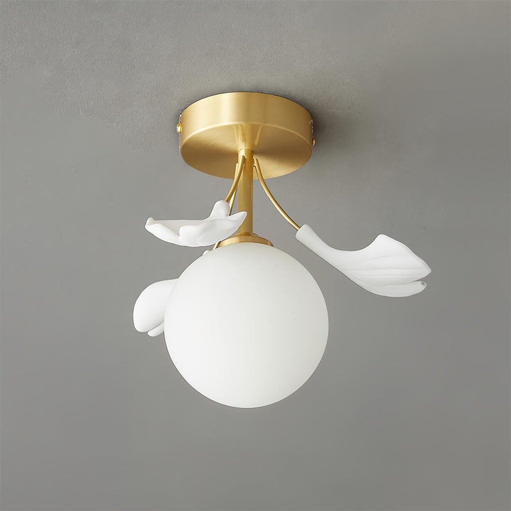 Ginkgo Lustre Plafonnier Rosalia Feuille de Ginkgo Base Dorée - Neutralighting