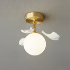 Ginkgo Lustre Plafonnier Rosalia Feuille de Ginkgo Base Dorée - Neutralighting