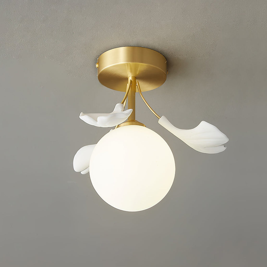 Ginkgo Rosalia Plafonnier Feuille Pétale Laiton Moderne - Neutralighting
