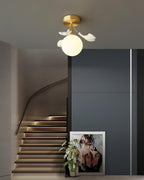Ginkgo Lustre Plafonnier Rosalia Feuille de Ginkgo Base Dorée - Neutralighting