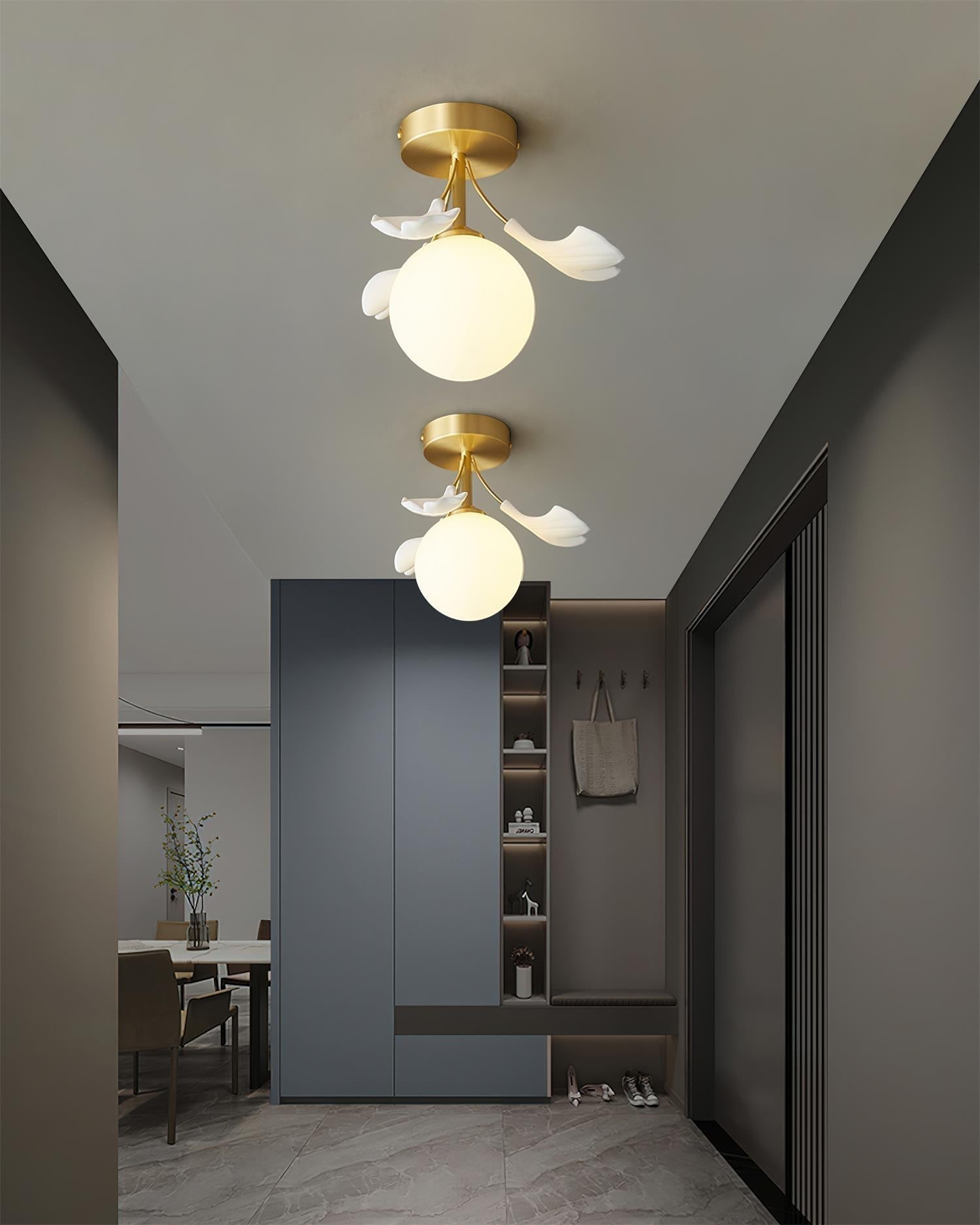 Ginkgo Rosalia Plafonnier Feuille Pétale Laiton Moderne - Neutralighting