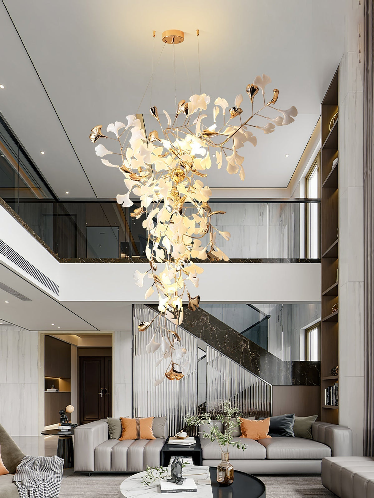 Olivia Céramique Gingko Lustre Pointe Volant - Neutralighting