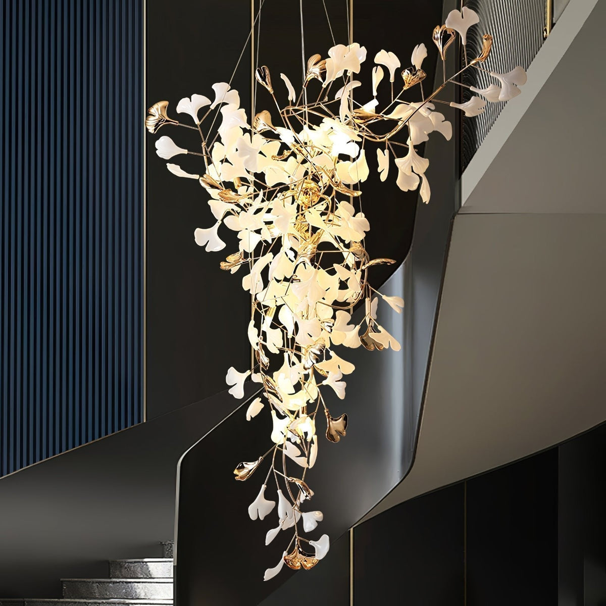 Olivia Céramique Gingko Lustre Pointe Volant - Neutralighting