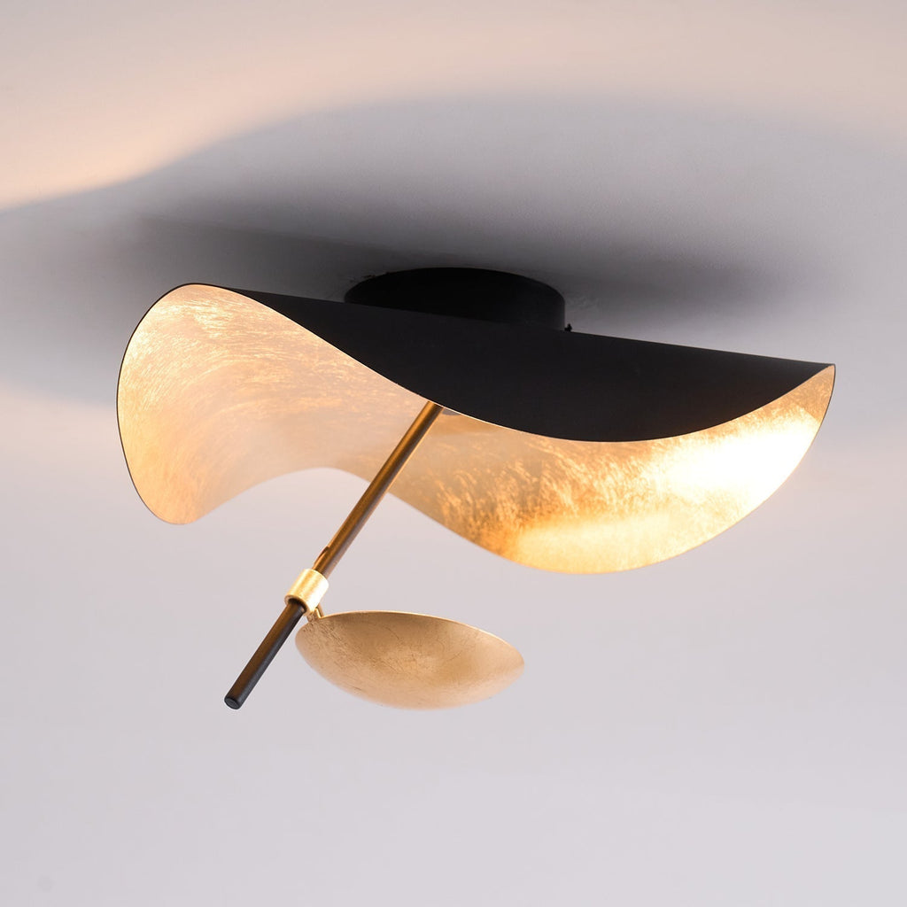 Solara Plafonnier Abat-jour Courbé et Intérieur Doré - Neutralighting