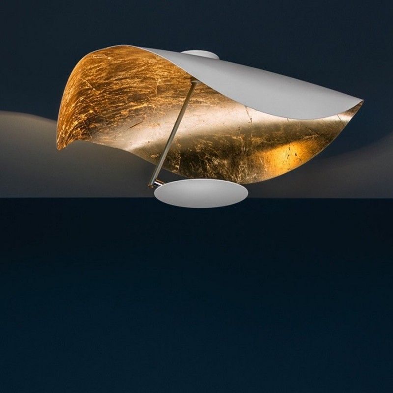 Solara Plafonnier Abat-jour Courbé et Intérieur Doré - Neutralighting