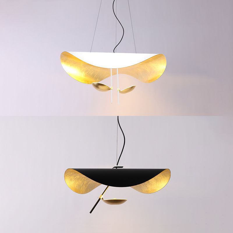 Lustra Suspension Lampe Abat-jour Courbé Noir et Or - Neutralighting