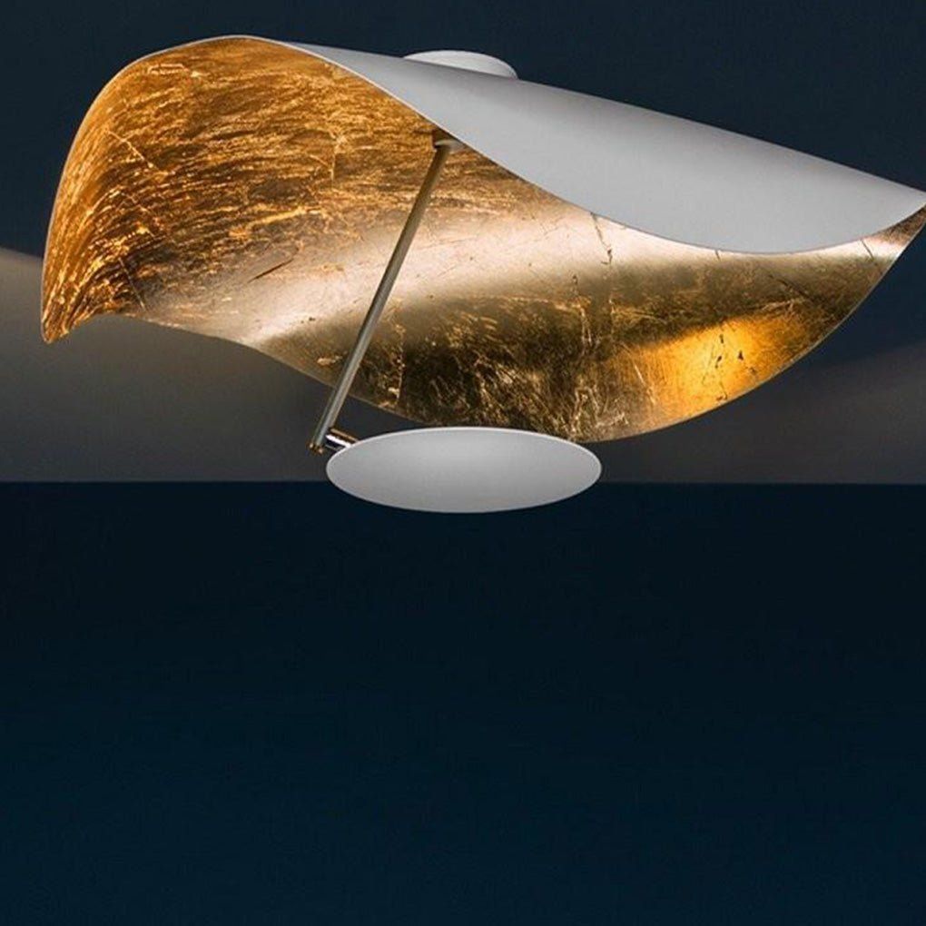 Solara Plafonnier Abat-jour Courbé et Intérieur Doré - Neutralighting