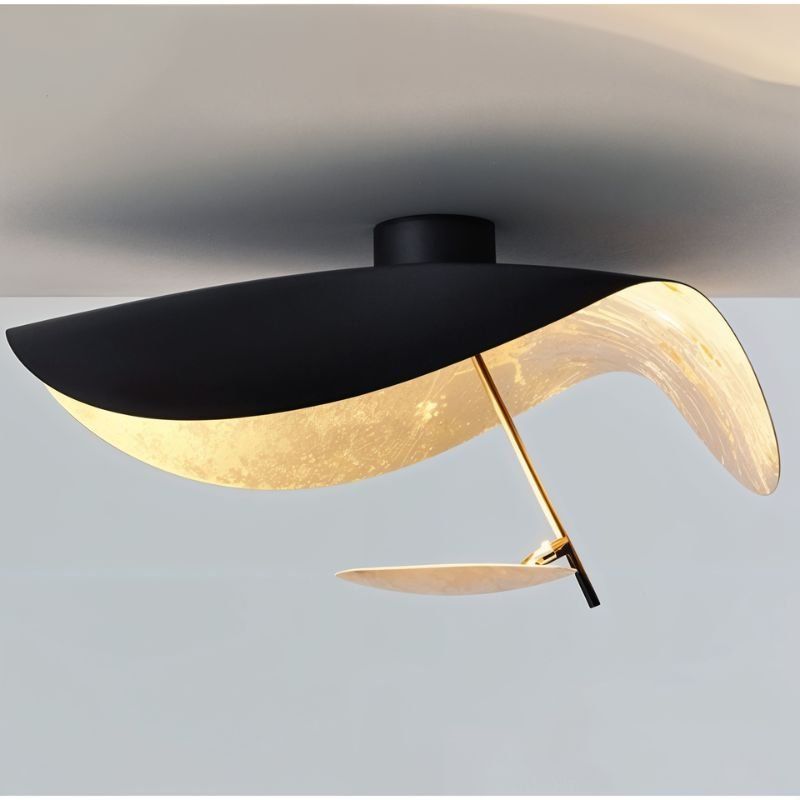 Solara Plafonnier Abat-jour Courbé et Intérieur Doré - Neutralighting