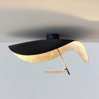Solara Plafonnier Abat-jour Courbé et Intérieur Doré - Neutralighting
