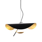 Lustra Suspension Lampe Abat-jour Courbé Noir et Or - Neutralighting
