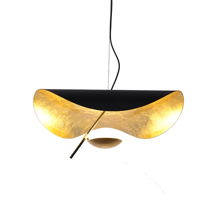 Lustra Suspension Lampe Abat-jour Courbé Noir et Or - Neutralighting