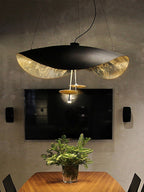 Lustra Suspension Lampe Abat-jour Courbé Noir et Or - Neutralighting