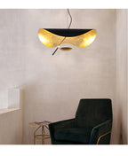 Lustra Suspension Lampe Abat-jour Courbé Noir et Or - Neutralighting