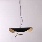 Lustra Suspension Lampe Abat-jour Courbé Noir et Or - Neutralighting