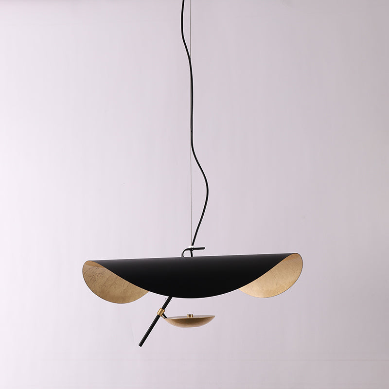 Lustra Suspension Lampe Abat-jour Courbé Noir et Or - Neutralighting