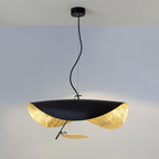 Lustra Suspension Lampe Abat-jour Courbé Noir et Or - Neutralighting
