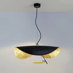 Lustra Suspension Lampe Abat-jour Courbé Noir et Or - Neutralighting