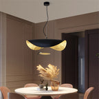 Lustra Suspension Lampe Abat-jour Courbé Noir et Or - Neutralighting