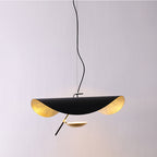 Lustra Suspension Lampe Abat-jour Courbé Noir et Or - Neutralighting