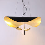 Lustra Suspension Lampe Abat-jour Courbé Noir et Or - Neutralighting