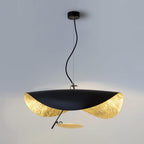 Lustra Suspension Lampe Abat-jour Courbé Noir et Or - Neutralighting