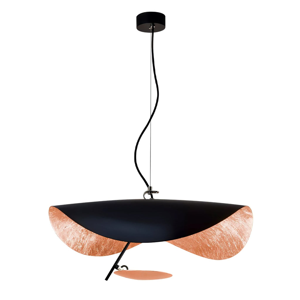 Lustra Suspension Lampe Abat-jour Courbé Noir et Or - Neutralighting
