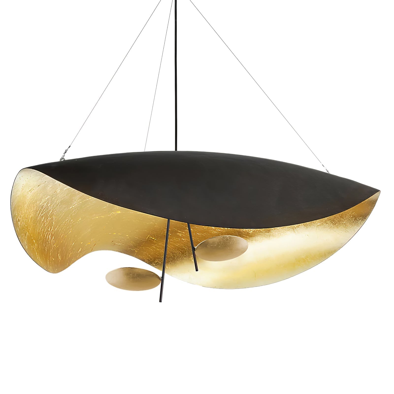 Lustra Suspension Lampe Abat-jour Courbé Noir et Or - Neutralighting