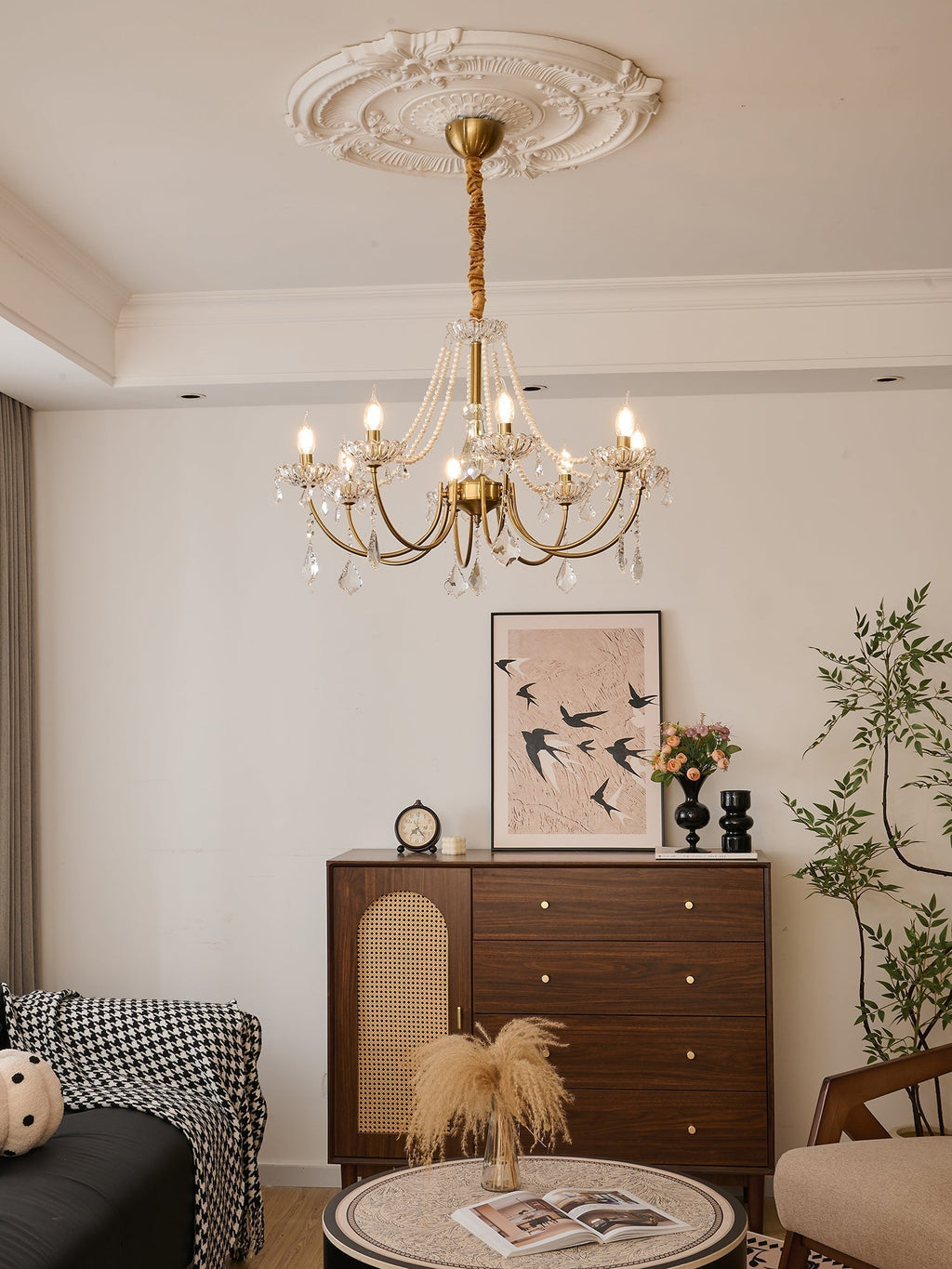 Cevaris Lustre Postmoderne de Luxe en Cristal et Perles - Neutralighting