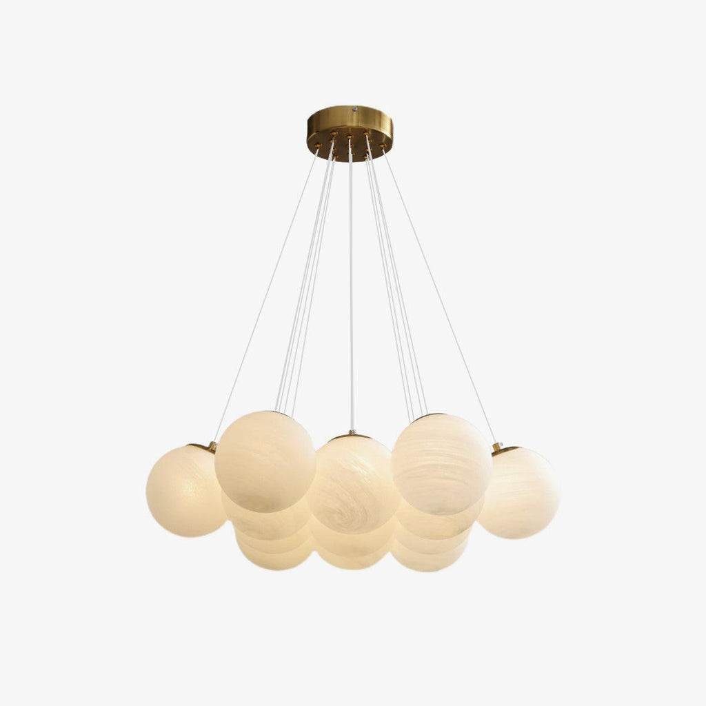 Lustra Chandelier en Verre avec Guirlande en Verre Dépoli - Neutralighting