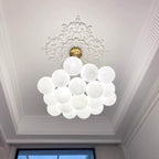 Lustra Chandelier en Verre avec Guirlande en Verre Dépoli - Neutralighting