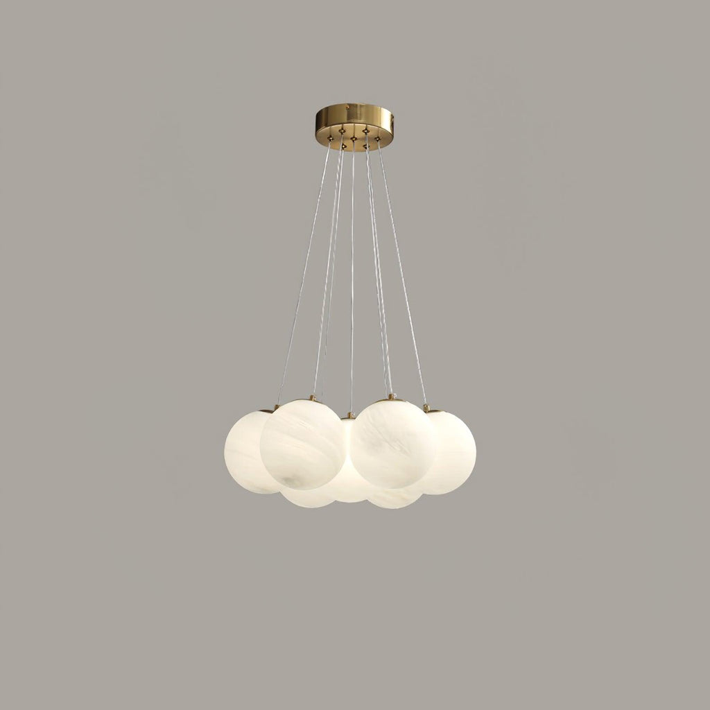 Lustra Chandelier en Verre avec Guirlande en Verre Dépoli - Neutralighting