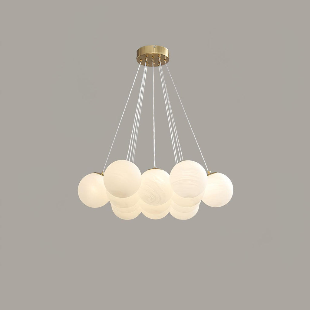 Lustra Chandelier en Verre avec Guirlande en Verre Dépoli - Neutralighting