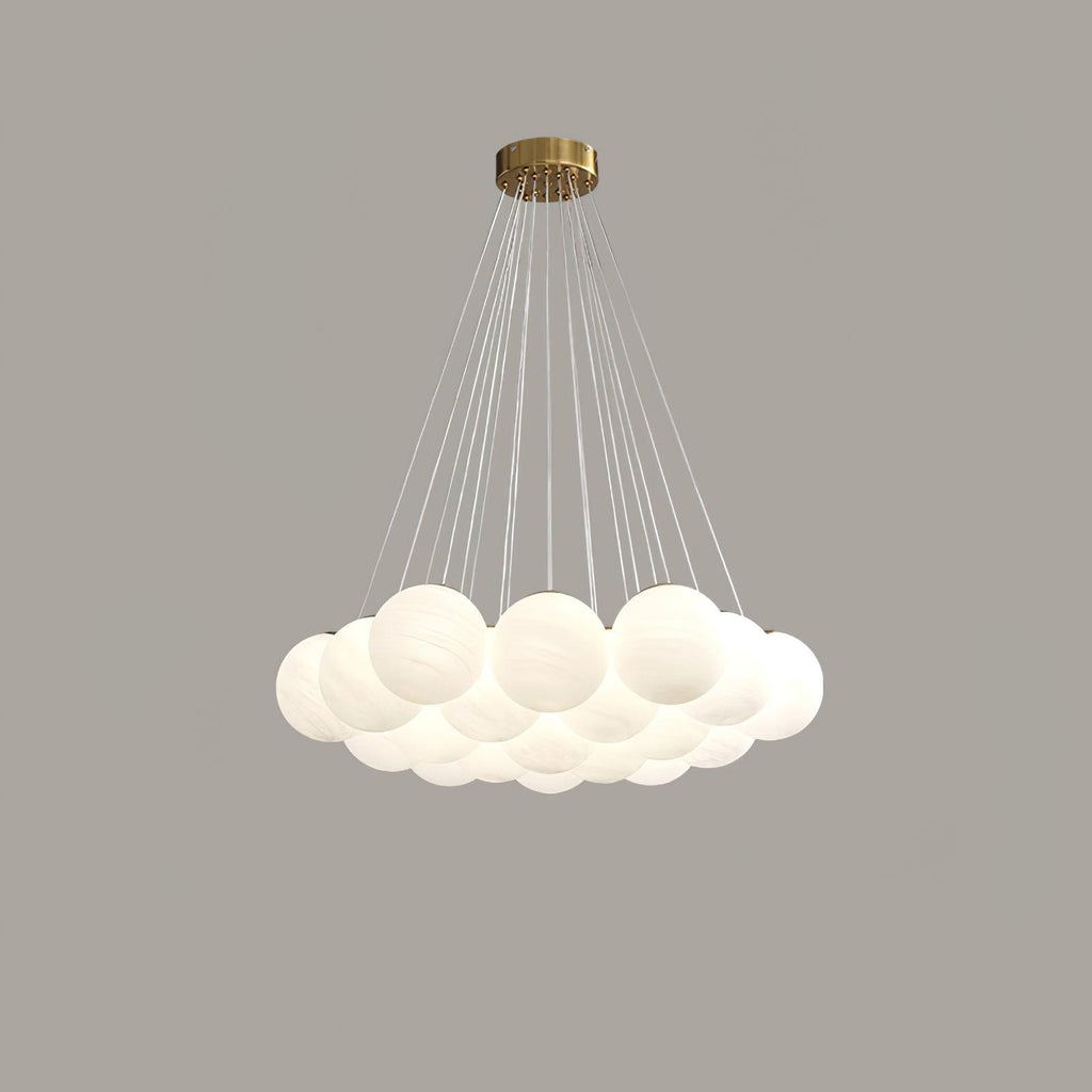 Lustra Chandelier en Verre avec Guirlande en Verre Dépoli - Neutralighting