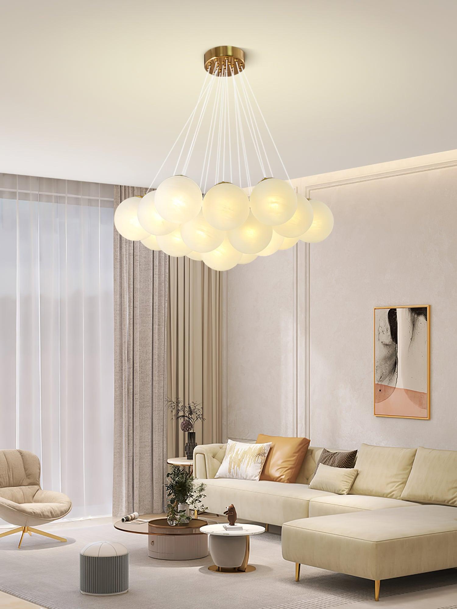Lustra Chandelier en Verre avec Guirlande en Verre Dépoli - Neutralighting