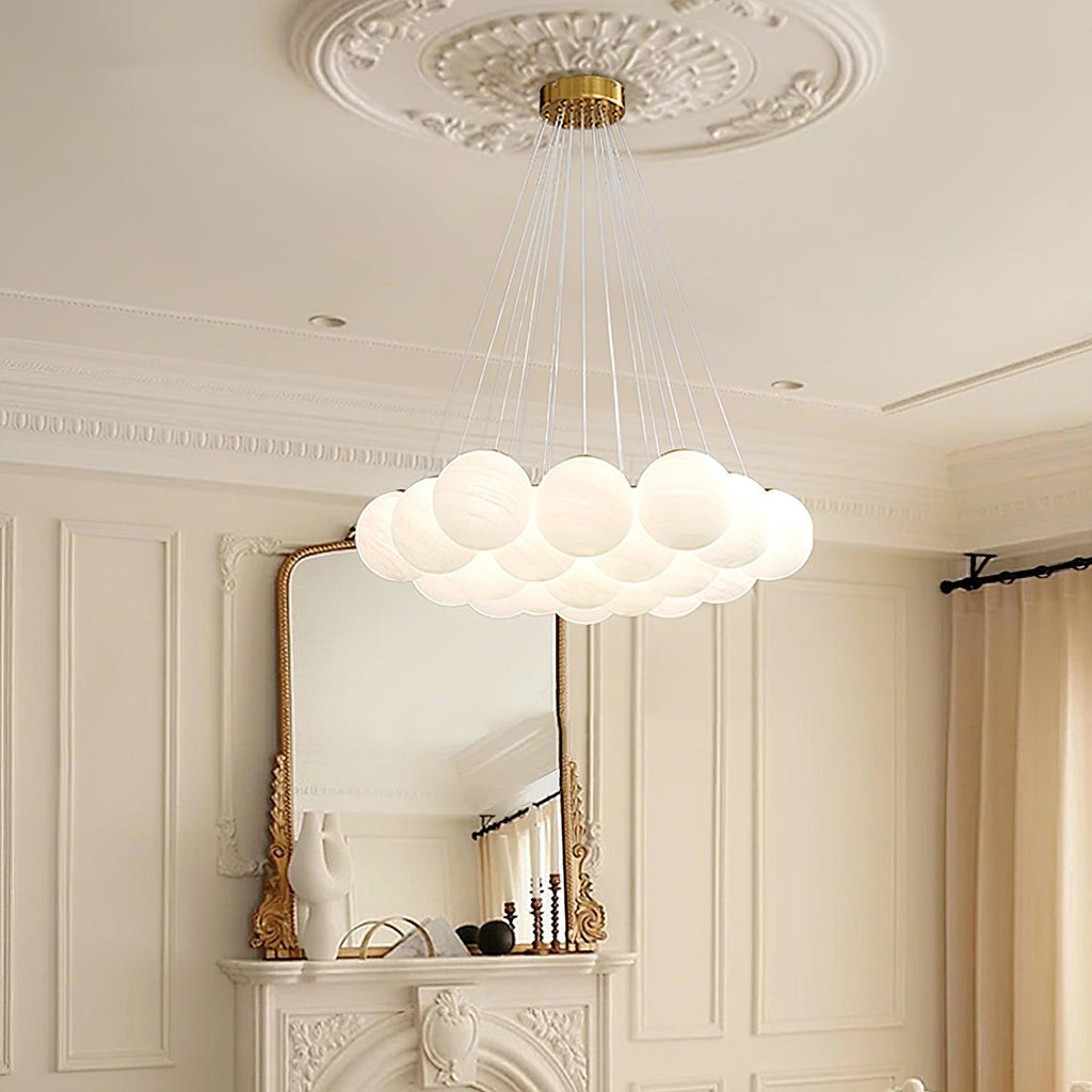Lustra Chandelier en Verre avec Guirlande en Verre Dépoli - Neutralighting