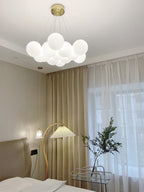 Lustra Chandelier en Verre avec Guirlande en Verre Dépoli - Neutralighting