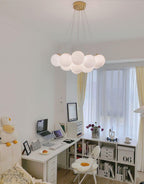 Lustra Chandelier en Verre avec Guirlande en Verre Dépoli - Neutralighting