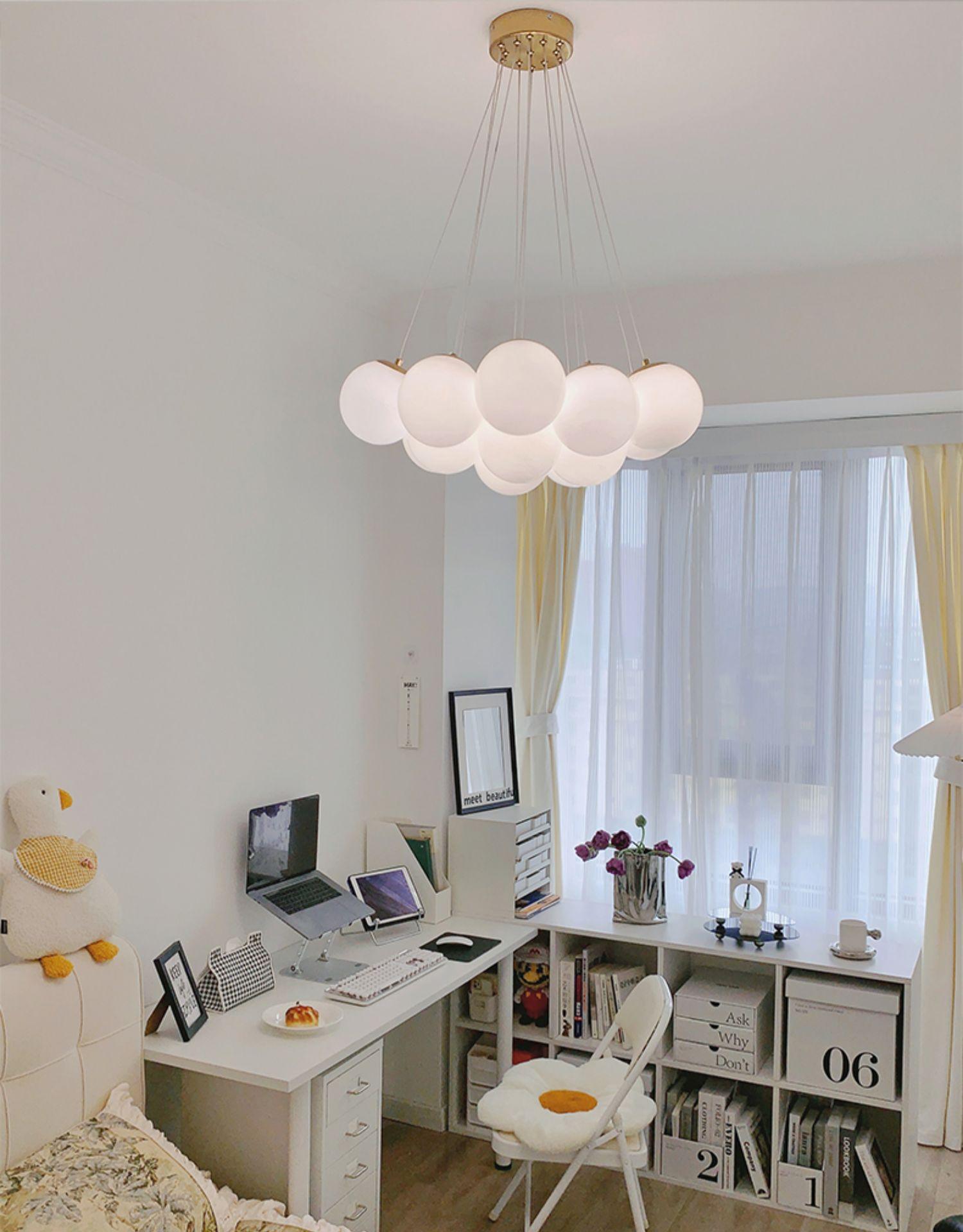 Lustra Chandelier en Verre avec Guirlande en Verre Dépoli - Neutralighting