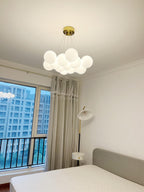 Lustra Chandelier en Verre avec Guirlande en Verre Dépoli - Neutralighting