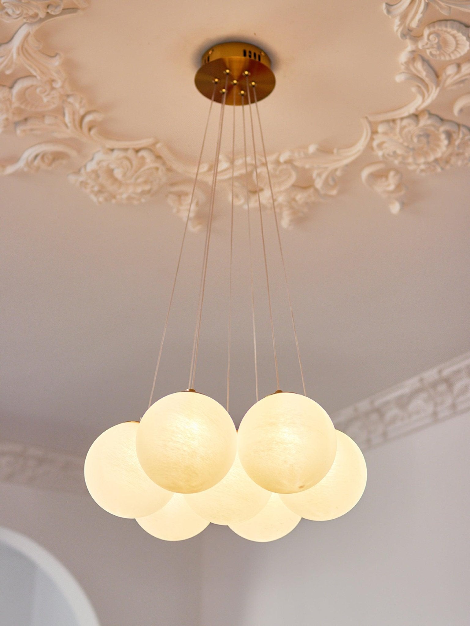 Lustra Chandelier en Verre avec Guirlande en Verre Dépoli - Neutralighting