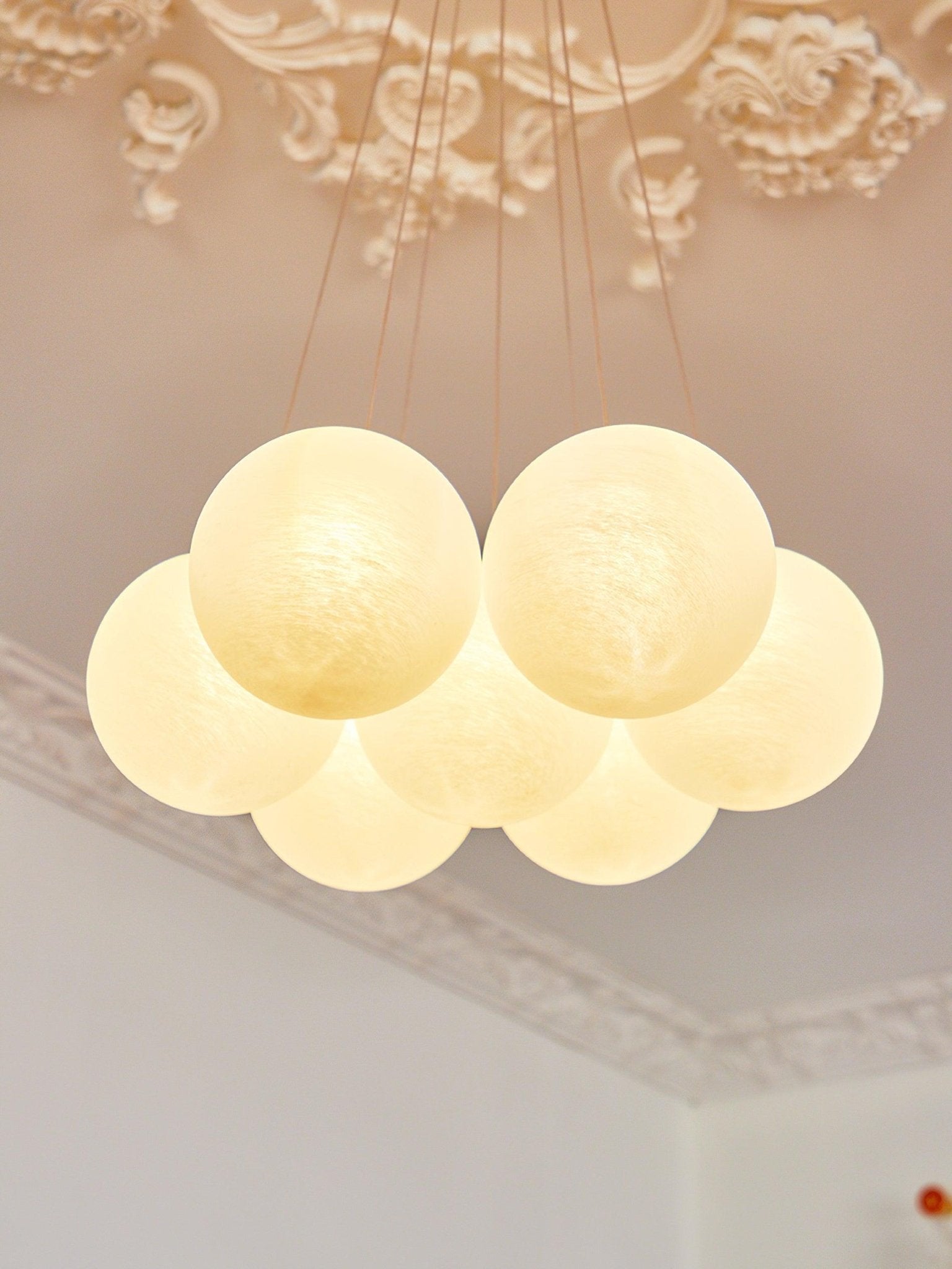 Lustra Chandelier en Verre avec Guirlande en Verre Dépoli - Neutralighting