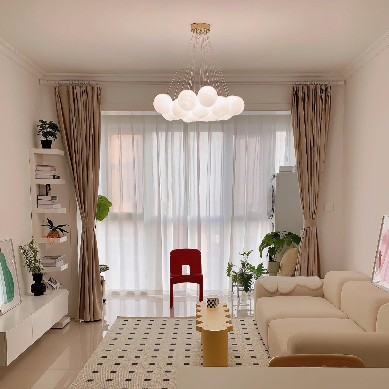 Lustra Chandelier en Verre avec Guirlande en Verre Dépoli - Neutralighting