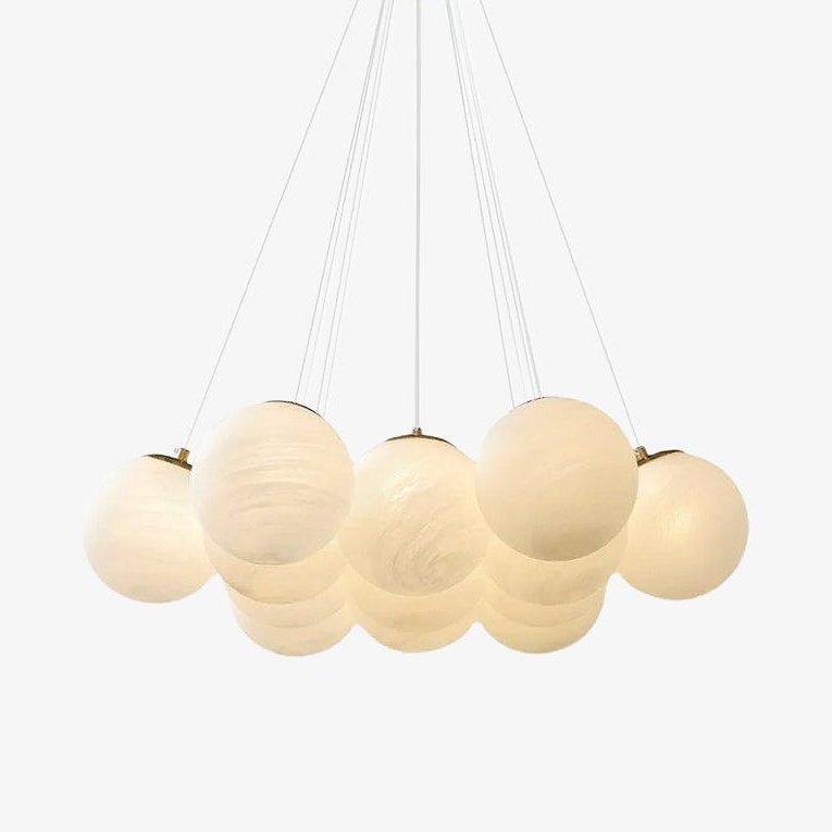 Lustra Chandelier en Verre avec Guirlande en Verre Dépoli - Neutralighting