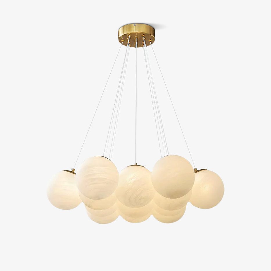 Lustra Chandelier en Verre avec Guirlande en Verre Dépoli - Neutralighting