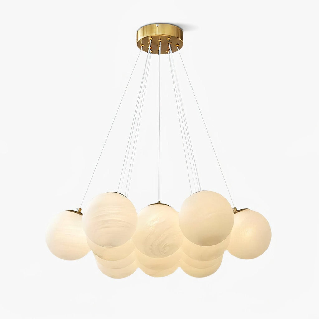 Lustra Chandelier en Verre avec Guirlande en Verre Dépoli - Neutralighting