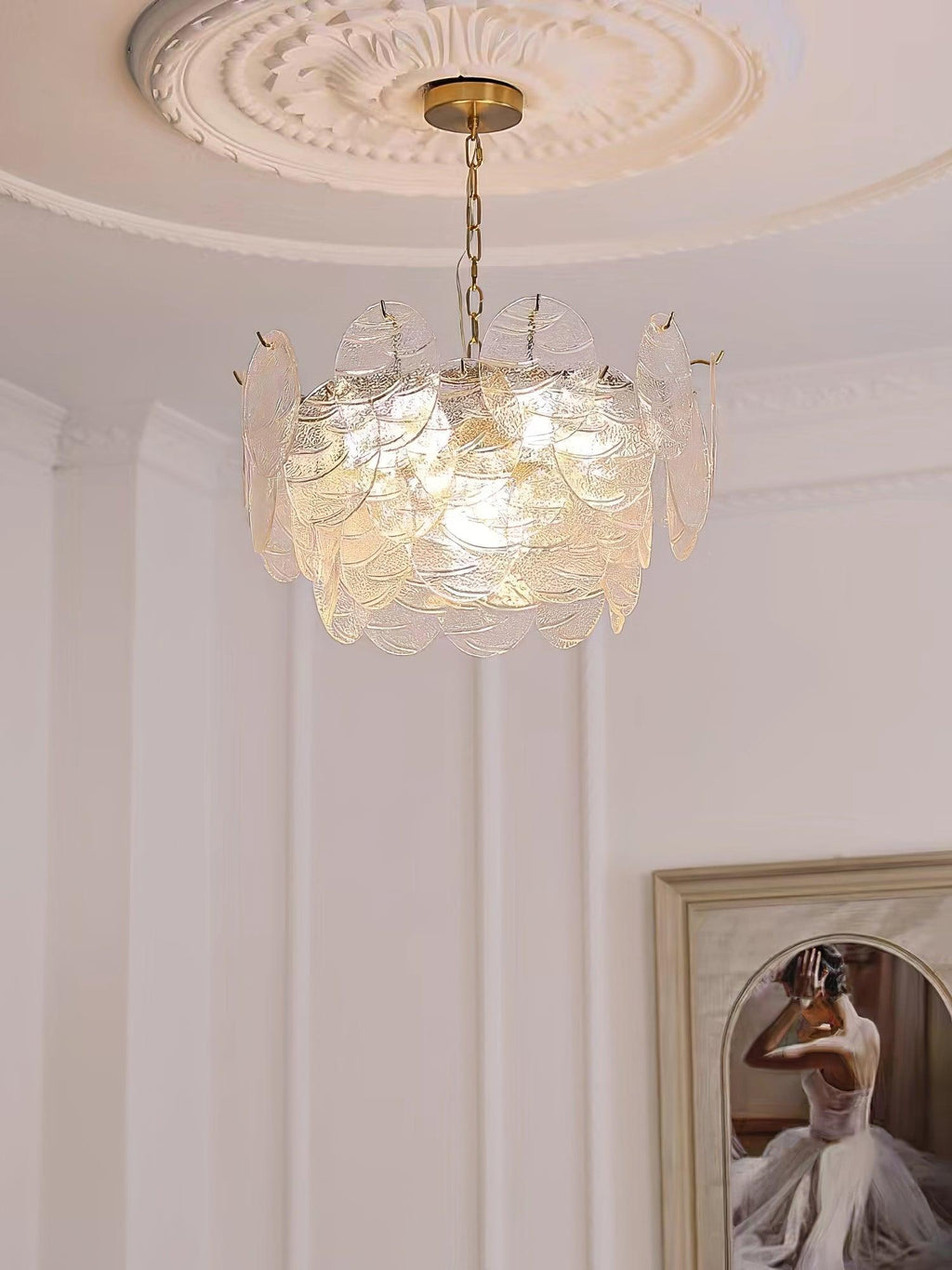 Lustra Chandelier Disque en Verre Doré - Neutralighting