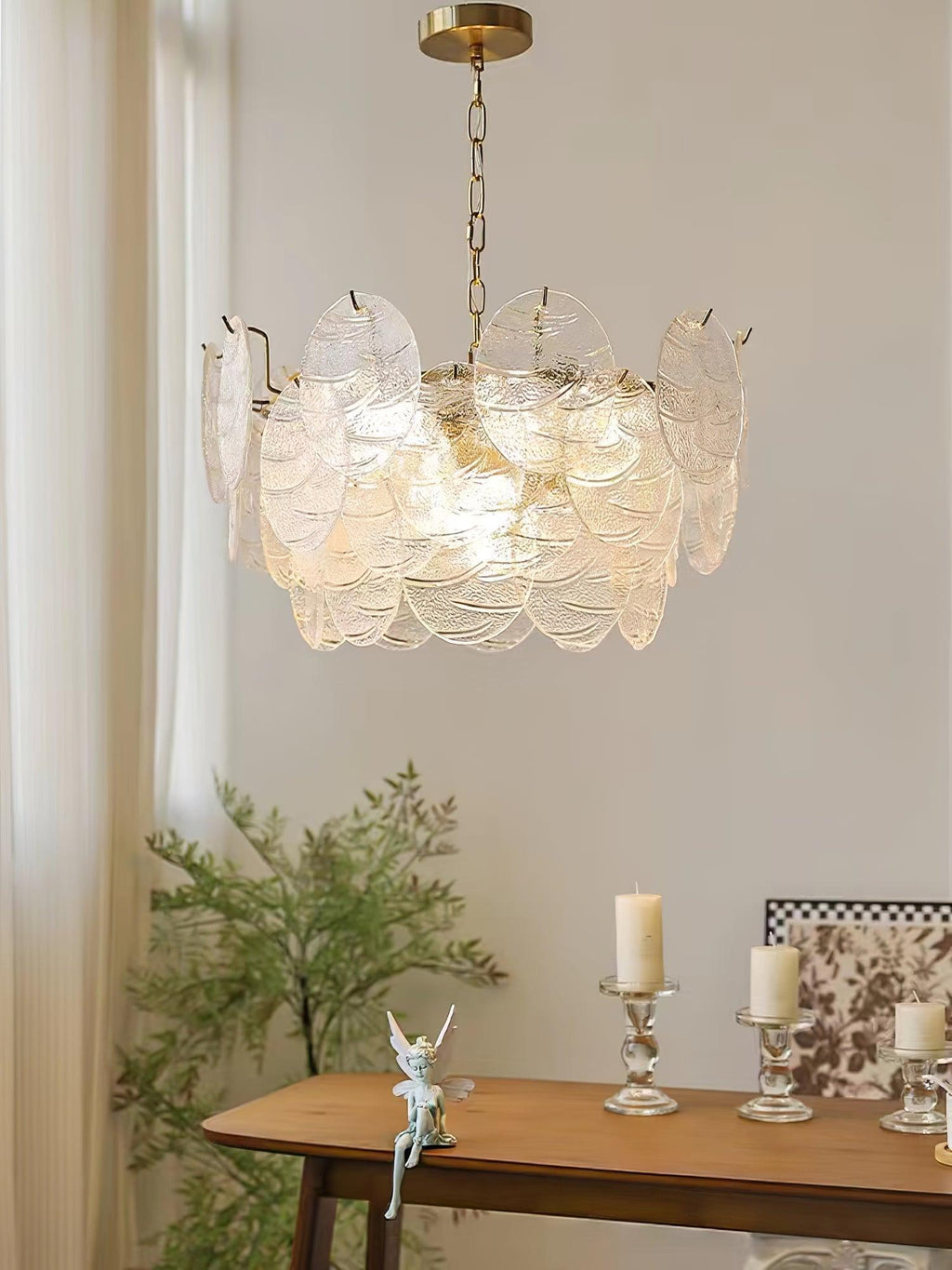 Lustra Chandelier Disque en Verre Doré - Neutralighting